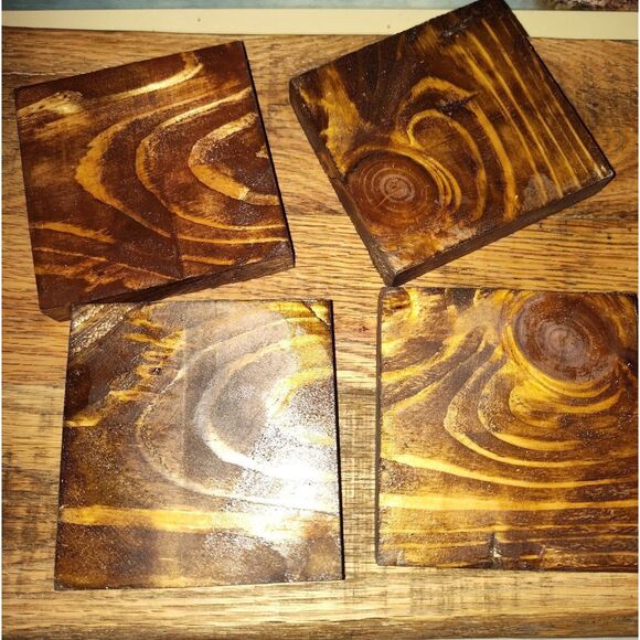 Rustic Wood Coasters Decor Handmade Farm Decor Country Cottage Chic Home Accents - Picture 3 of 6